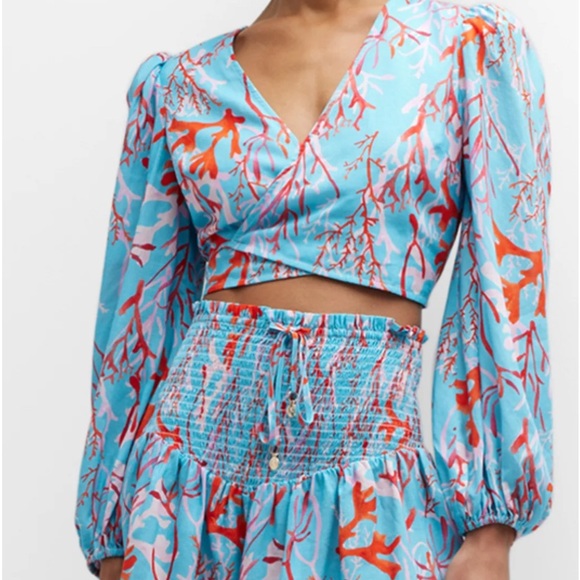 Milly Tops - Milly Cabana Wynona Coral Wrap Top NWT